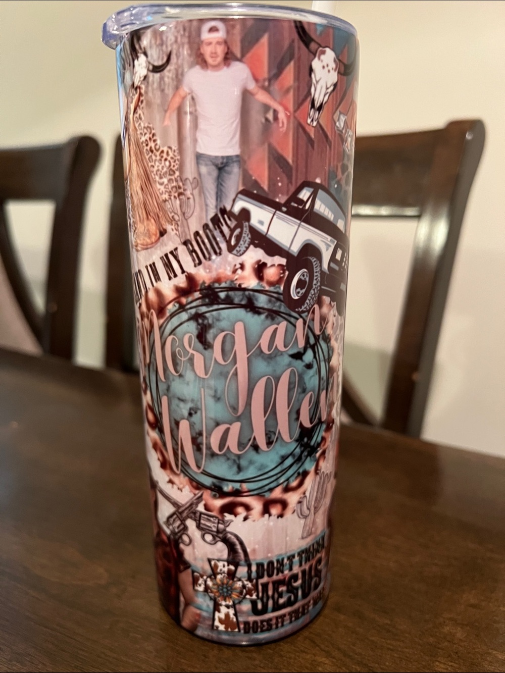 Personalized Morgan Wallen Custom Graphic Tumbler - Turquoise & brown